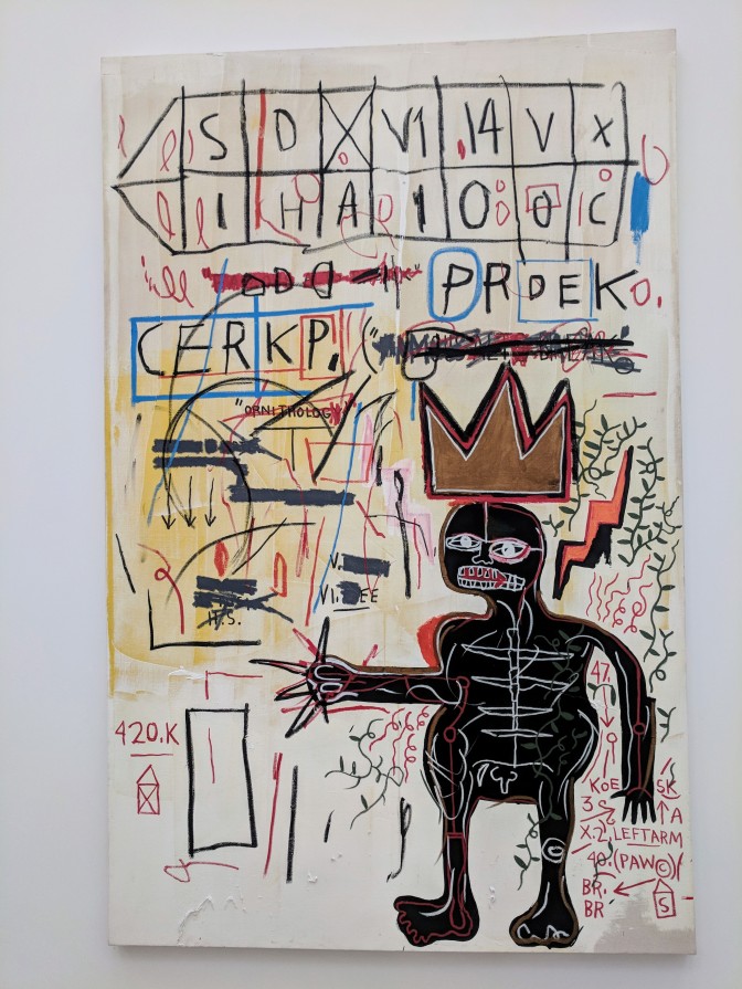 Jean-Michel Basquiat "with Strings Two" 1983. Acrylic and oilstick on canvas. Photo by Erin K. Hylton 2018.